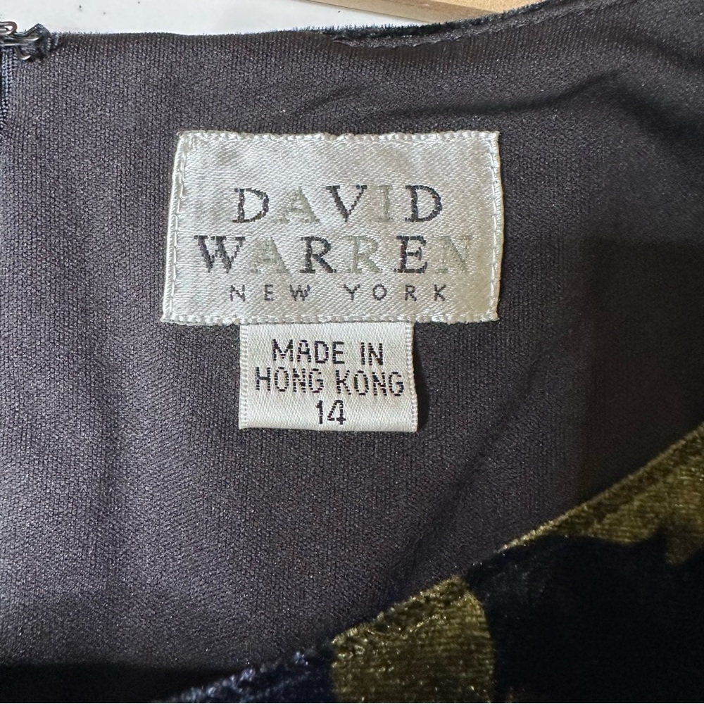 Vtg ✨GORGEOUS ✨David Warren NY Velvet Floral Maxi Dress Size 14 Long Sleeve SOFT - Picture 6 of 14